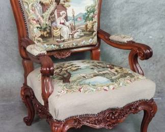 185  Lot 90  French Louis XVstyle carved walnut arm chair