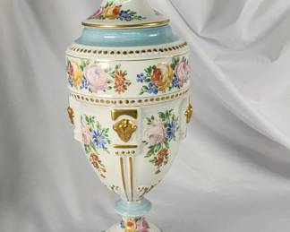Lot 317h  Vintage L.T France porcelain lidded urn