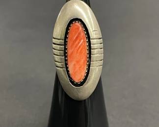 Lot 515h  Vintage sterling silver and coral ring