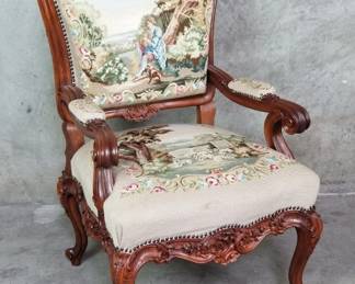 184  Lot 62  French Louis XVstyle carved walnut arm chair