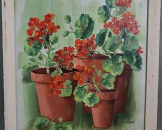 049  Lot 87  Signed Marie Hunter oil on canvas floral still