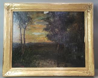 051  Lot 94  Signed Tonaliststyle oil on canvas landscape