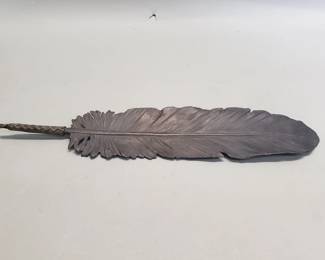 156  Lot 560  Signed vintage bronze feather sculpture