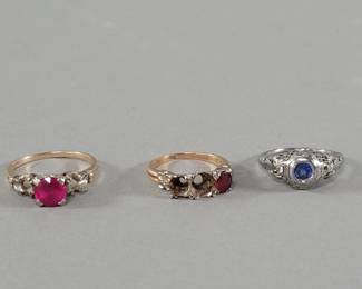 008  Lot 348  Three gold rings 2 marked 14k. one scratch