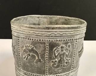 Lot 491  Antique English cast lead tobacco jar