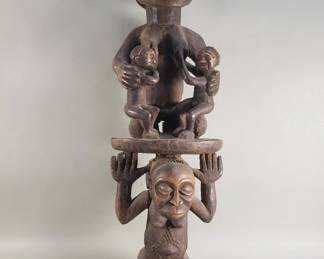 146  Lot 329  Vintage African carved wood maternity sculpture