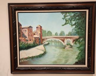 057  Lot 303h  Vintage handpainted oil on canvas of Italy