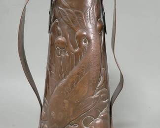 021  Lot 459  Vintage signed Newlyn copper vase with embossed