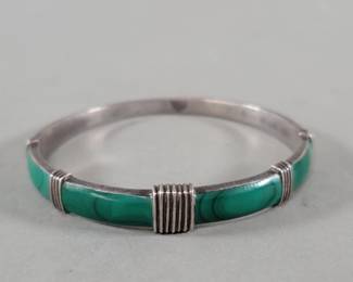 Lot 400  Vintage silver and malachite bracelet