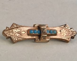 Lot 489  Antique Victorian goldfilled bar brooch
