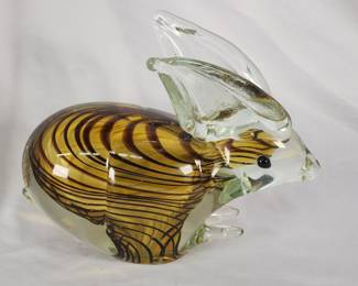 Lot 312h  Vintage Murano style hand blown glass rabbit