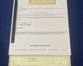 043  Lot 417h  Golf pro Ben Hogan signed check dated 1990 with