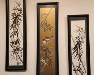 Lot 300h  3 vintage hand painted brushed art