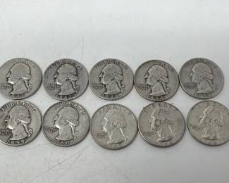 Lot 81  10 silver quarter coins