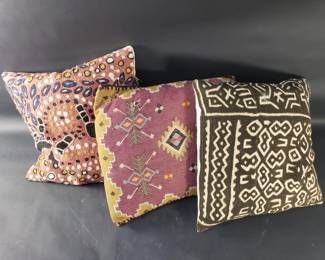 Lot 323  3 Vintage hand made throw pillows