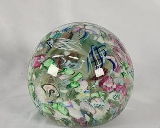 Lot 311h  Vintage Murano tutti fruitti style paperweight