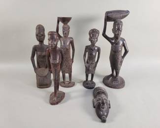083  Lot 528  Vintage African tribal art wood carvings dense