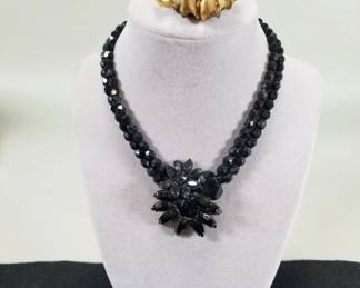 097  Lot 53  Vintage signed Miriam Haskell pieces, black g