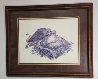 107  Lot 328h  Vintage lithograph hand signed  numbered