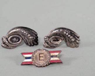 Lot 339  Vintage silver earrings, sterling silver Army