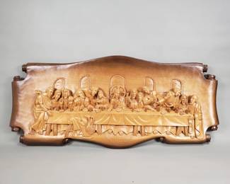 Lot 224  Carved wood religious plaque