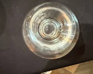 Vintage Clear Glass Pedestal Bowl with Controlled Bubble Base