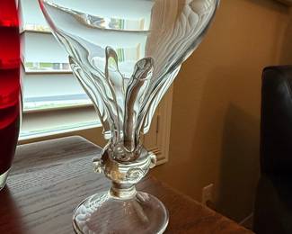 Vintage Glass Cornucopia Vase