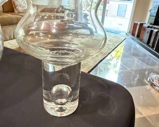 Krosno Poland Controlled Bubble Glass Vase or Candle Holder