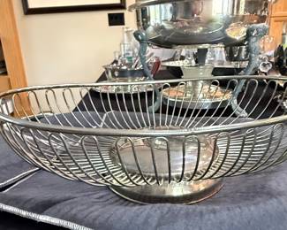 Silver-Plated Wire Basket Centerpiece by Leonard