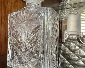 Vintage Cut Crystal Decanter with Sunflower Motif