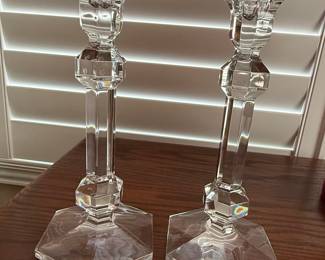 Val St. Lambert Gardenia Crystal Candlesticks