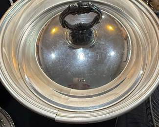 Silver-Plated Chafing Dish with Lion-Mask Legs
