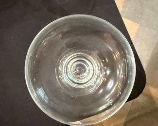 Vintage Clear Glass Pedestal Bowl with Controlled Bubble Base