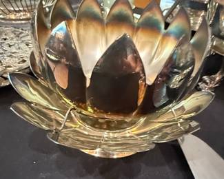 Reed & Barton Silver-Plated Lotus Flower 3-Piece Bowl and Flower Frog