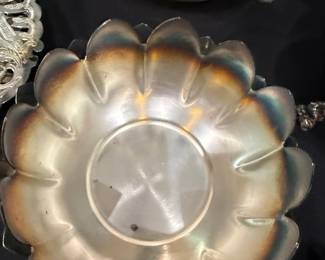 Reed & Barton Silver-Plated Lotus Flower 3-Piece Bowl and Flower Frog