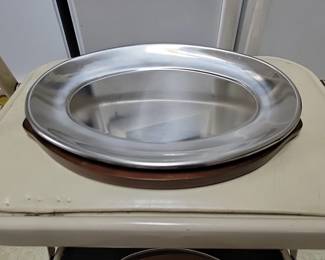 Mid Century Steak Plates with Wooden Chargers