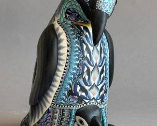 PENGIN WITH BABY SCULPTURE BY JON STUART ANDERSON