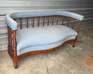 ANTIQUE SPINDLE BACK 2 SEATER PARLOUR SOFA