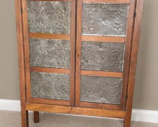 6 PANEL PUNCHED TIN PIE SAFE