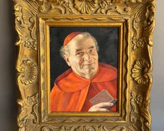 OTTO EICHINGER CARDINALS OIL PORTRAIT ON PANEL