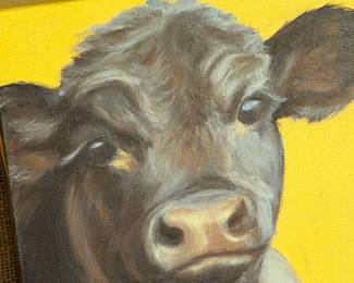CORRINA JOHNSON FRAMED OIL PAINTING OF A COW