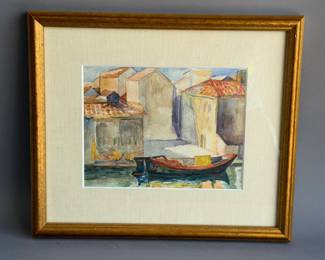 1963 ELEANOR MORRIS VENICE FRAMED WATERCOLOR