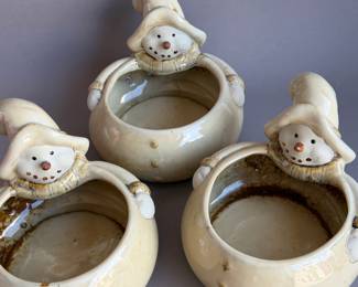 CERAMIC SNOWMAN CANDY DISHES