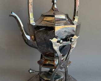 ART DECO WILCOX SILVER PLATE TILTING POT W BURNER