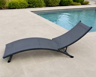 ERGONOMIC CURVED OUTDOOR CHAISE W SLING FABRIC