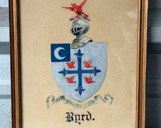 FRAMED ART BYRD FAMILY COAT OF ARMS & CREST