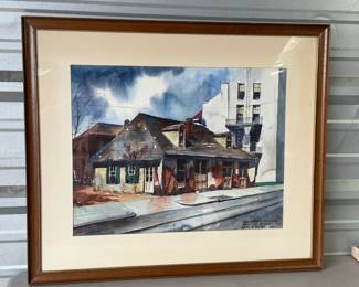 LAFITTE'S BLACKSMITH SHOP HAROLD MILLER FRAMED WATERCOLOR
