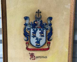 FRAMED ART HANNA FAMILY COAT OF ARMS & CREST
