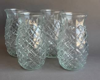 GLASS PINEAPPLE TIKI DRINK TUMBLERS