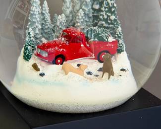 COOLSNOWGLOBES RED TRUCK WITH DOGS SNOW GLOBE